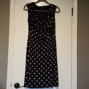 Knee length polka dot stretchy dress